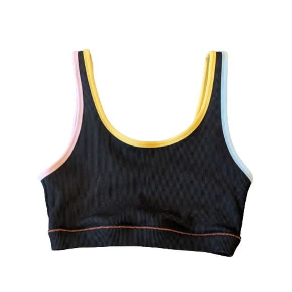 Solid & Striped High Tide Ribbed Sports Bra Blackout Multi XS - Picture 1 of 5